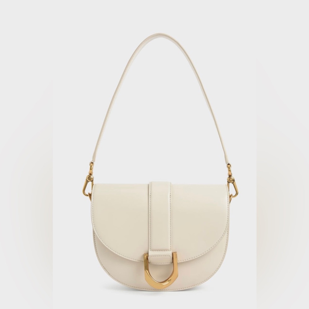 Charles & Keith Gabine Saddle Bag (medium/ cream)